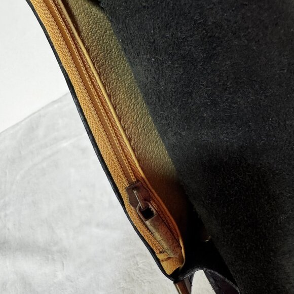 Vera Pelle Italian Black Leather Small Crossbody Purse Adjustable Strap Zipper - Picture 16 of 16